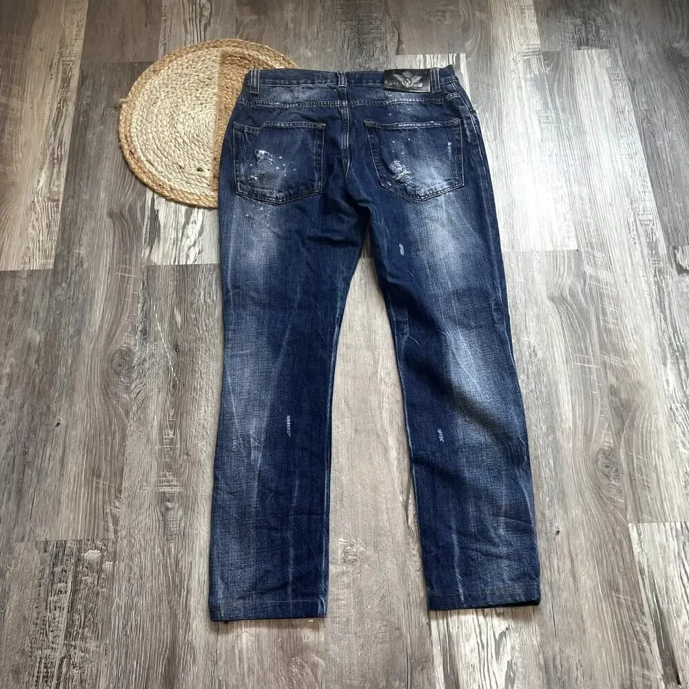 JUSTCAVALLI Mens Distressed Denim Jeans